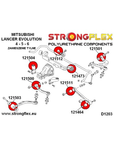  Silent block Polyuréthane SPORT Barre de renfort Inférieur Arrière Mitsubishi Lancer Evolution
