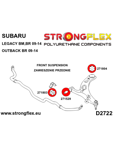  Silent block Polyuréthane Bras de Suspension Arrière Avant Subaru Legacy/Outback Legacy Outback BL BP (03-09)
