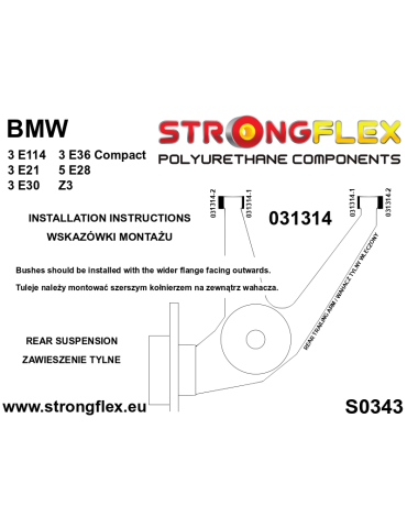  Kit Silent block Polyuréthane Train Avant BMW E30 82-91