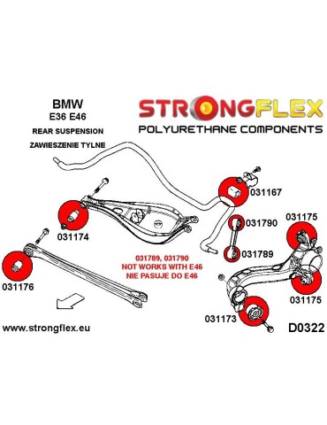 Silent block Polyuréthane kit SPORT Train de Suspension  BMW E36 90-99