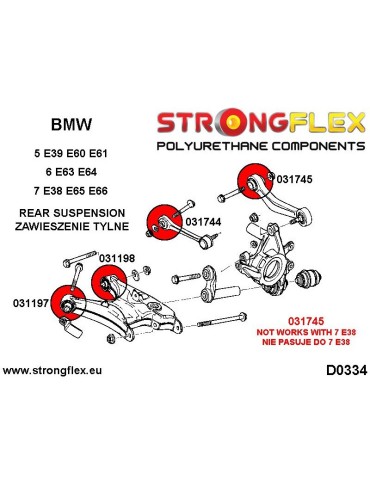  Silent block Polyuréthane kit SPORT Bras de Triangle Inférieur Arrière BMW Seria 5 E39 95-03 Sedan
