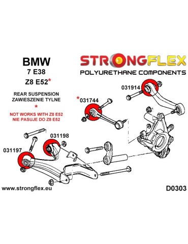  Silent block Polyuréthane kit SPORT Bras de Triangle Inférieur Arrière BMW Seria 5 E39 95-03 Sedan
