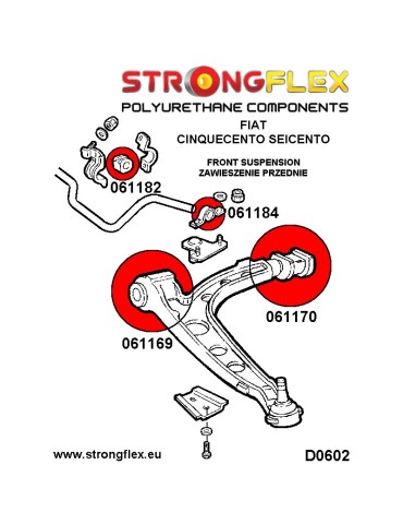  Silent block Polyuréthane Barre stabilisatrice Avant kit polyurethane SPORT Fiat Seicento 98-08
