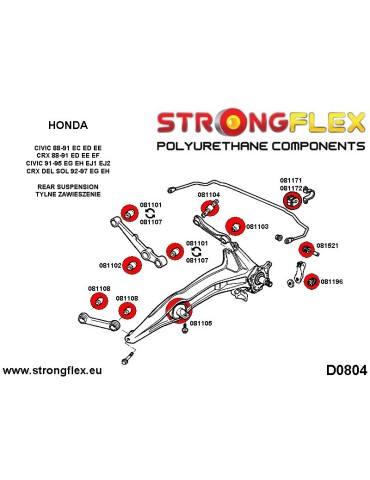  Silent block Polyuréthane kit SPORT Bras Avant Inférieur Honda CRX del Sol (92-97)

