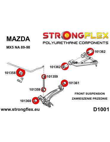  Silent block Polyuréthane kit Suspension Complète polyurethane Mazda NA 89-98
