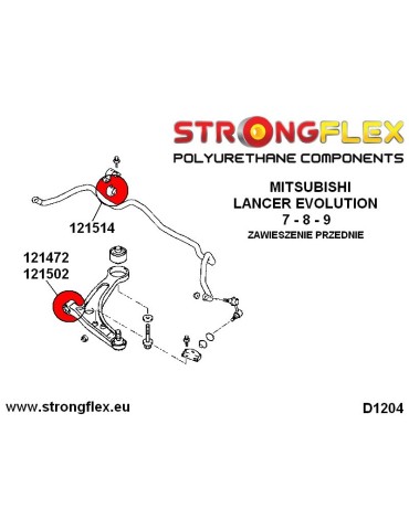  Kit Silent block Polyuréthane Train Avant Mitsubishi Lancer Evolution VII - VIII - IX
