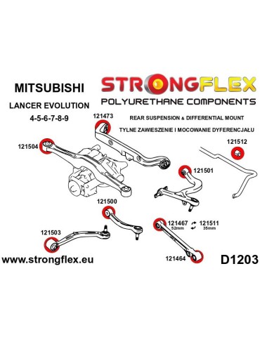  Kit Silent block Polyuréthane Train Avant Mitsubishi Lancer Evolution VII - VIII - IX
