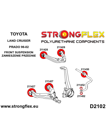  Silent block Polyuréthane kit SPORT Train de Suspension  Toyota LEt Cruester Prado II (96-02) J90
