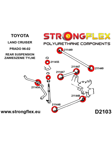  Silent block Polyuréthane kit SPORT Train de Suspension  Toyota LEt Cruester Prado II (96-02) J90
