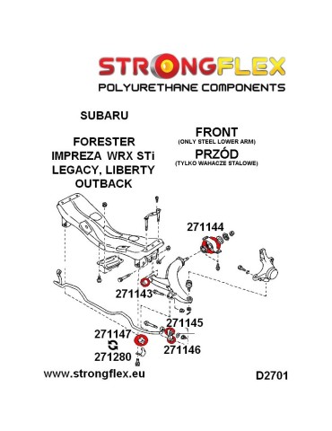  Silent block Polyuréthane kit Barre stabilisatrice Arrière Avant Subaru Impreza GC GF 92-00
