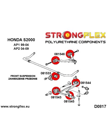  Silent block Polyuréthane SPORT Barre stabilisatrice Avant S2000 AP2 04-09
