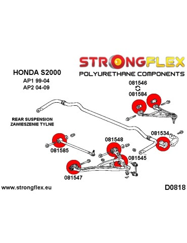  Silent block Polyuréthane SPORT Bras de Suspension Avant Inférieur Arrière S2000 AP1 99-04
