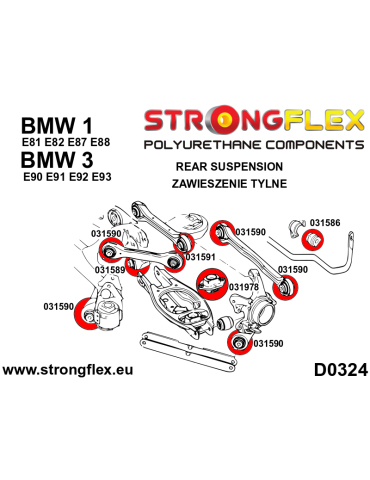  Silent block Polyuréthane de Barre stabilisatrice SPORT Arrière BMW E81, E82, E87 & E88 1 Series (2004-)
