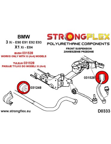  Silent block Polyuréthane Triangle de Suspension  xi 4x4 BMW 3 E90 05- xi modèles uniquement 
