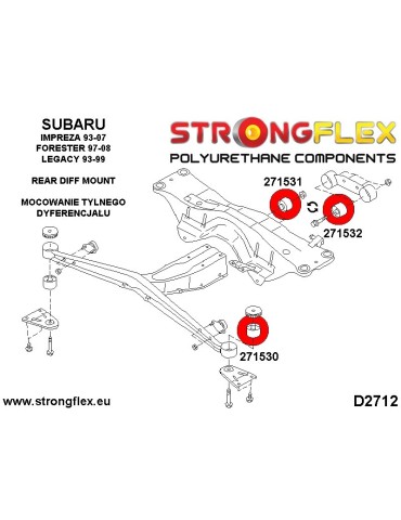  Silent block Polyuréthane Pont Support Arrière Subaru Impreza GC GF 92-00
