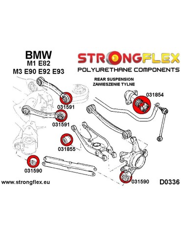 Silent block Polyuréthane Bras de contrôle supérieur arrière  Liaison Moyeu BMW E81/E82/E87/E88 (4pcs)
