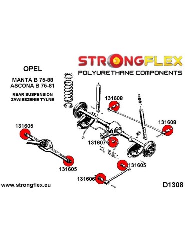 Silent block Polyuréthane SPORT Support central Rotule de Direction Axle  Opel Manta B 75-88 4pcs
