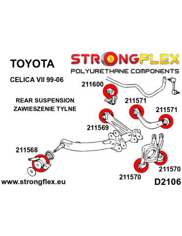  Silent block Polyuréthane Triangle de Suspension Arrière Extérieur Toyota Celica VII (99-06)
