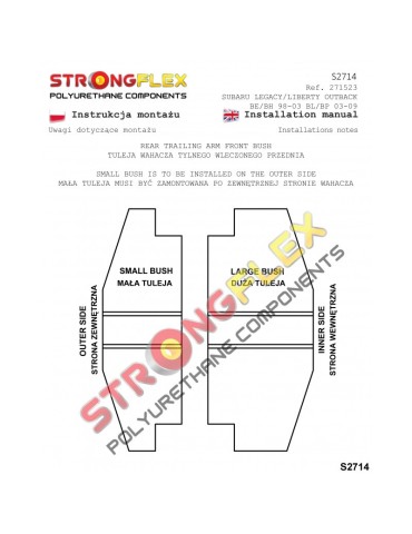  Kit SPORT Silent block Polyuréthane Train Avant et Arrière Subaru Legacy/Outback BL BP 03-09
