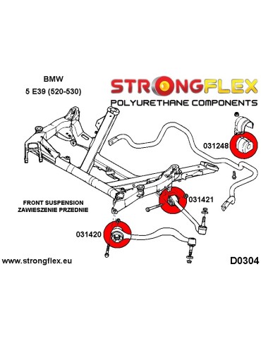  Silent block Polyuréthane SPORT Barre de renfort Avant Intérieur BMW Seria 5 E39 95-03 Touring
