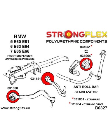  Silent block Polyuréthane SPORT Barre de renfort Avant Intérieur BMW Seria 5 E39 95-03 Touring
