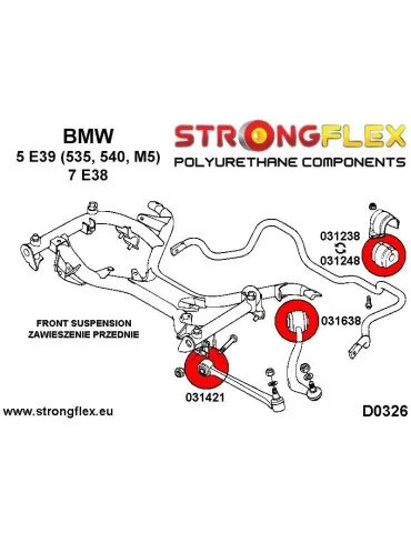  Silent block Polyuréthane SPORT Barre de renfort Avant Intérieur BMW Seria 7 E65 E66 01-08
