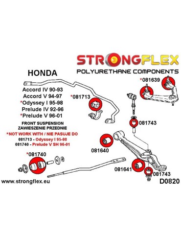  Silent block Polyuréthane Bras Supérieur SPORT Honda Accoud V 94-97
