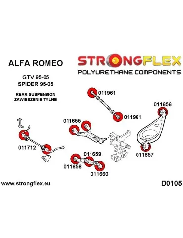  Silent block Polyuréthane SPORT Barre de Liaison Avant Supérieur Alfa Romeo Spider 95-06 
