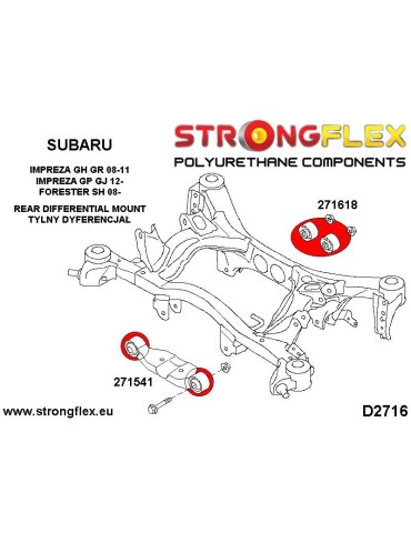  Silent block Polyuréthane Support Pont Arrière SPORT Subaru Baja (02-06)
