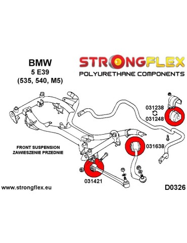 Silent block Polyuréthane Barre stabilisatrice Avant BMW 5 E39 95-03

