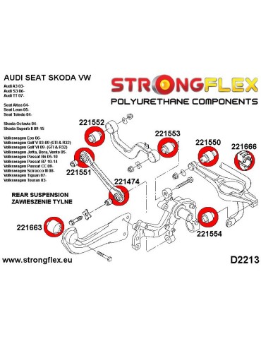  Silent block Polyuréthane de Barre stabilisatrice SPORT Arrière Volkswagen Passat VII (10-15) B7
