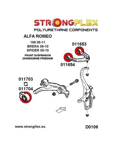 Silent block Polyuréthane Bras de Suspension Arrière Avant 46mm Alfa Romeo 159 05-11