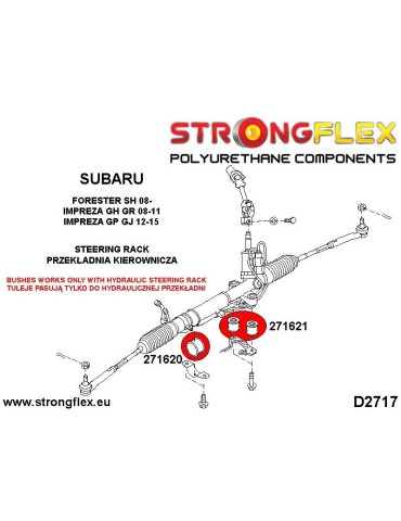  Silent block Polyuréthane Support de Crémaillère de direction kit Subaru Impreza WRX & STI GH GR 08-11