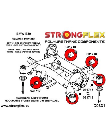  Kit Silent block Polyuréthane Train Avant et Arrière E39 Sedan BMW E39 Sedan