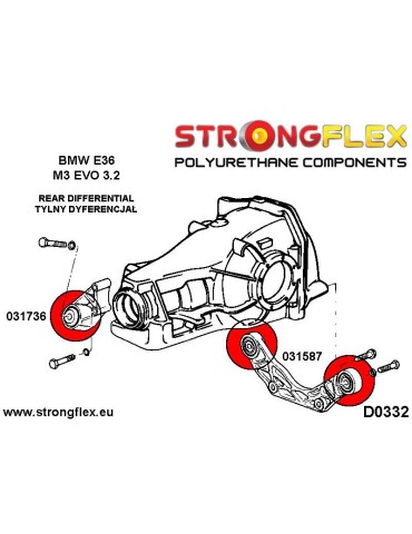 Silent block Polyuréthane SPORT Pont Support  BMW E36 M3 EVO