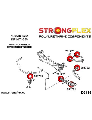  Avant Inférieur Intérieur BraSilent block Polyuréthane Infiniti G35