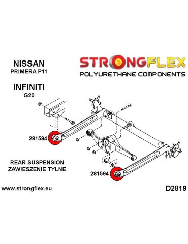  Silent block Polyuréthane Train Support Arrière Nissan Primera P11