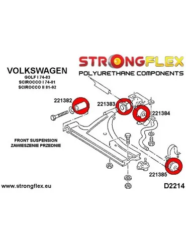  Silent block Polyuréthane Barre stabilisatrice Extérieur Avant  Volkswagen Golf I 74-83Volkswagen Jetta I 79-83 