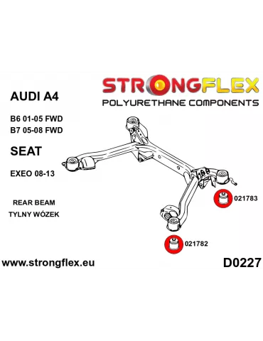  Kit Silent block Polyuréthane Berceau Arrière Audi A4 II (01-05) B6 / 8E 8H Quattro
