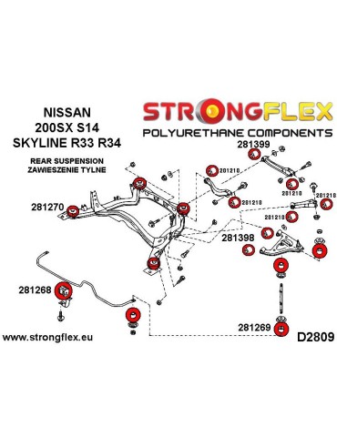  Kit Silent block Polyuréthane Train Avant R33 R34 SPORT Nissan Skyline R34