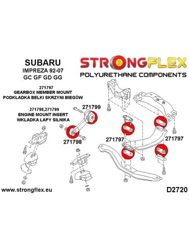  Silent block Polyuréthane Liaison Moyeu le pas de Moteur Subaru
