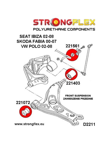  Kit Silent block Polyuréthane Train Avant Skoda Fabia 00-07
