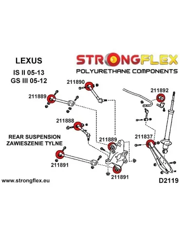  Silent block Polyuréthane Barre de renfort Intérieur Arrière  est I 200/300 99-05