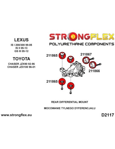  Silent block Polyuréthane SPORT Support Différentiel Arrière 