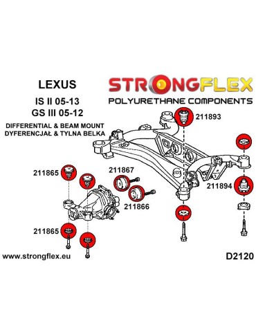  Silent block Polyuréthane SPORT Support Différentiel Arrière Altezza 99-05