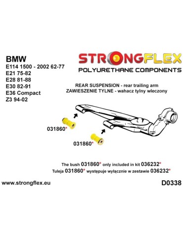  Silent block Polyuréthane Triangle de suspension Arrière kit Excentrique SPORT BMW 5 E28 81-88*