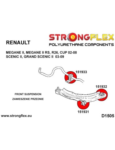 Silent block Polyuréthane Barre stabilisatrice Avant GrEt Scenic II 03-09