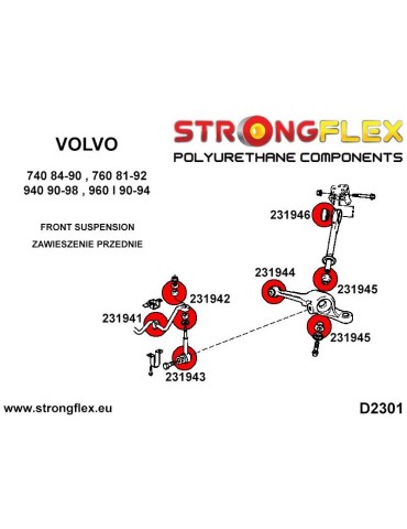  Silent block Polyuréthane barre de raidestsement Avant  960 I 90-94