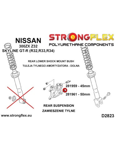  Silent block Polyuréthane 45mm SPORT Butée d'Amortestseur Arrière Skyline R34 GT-R
