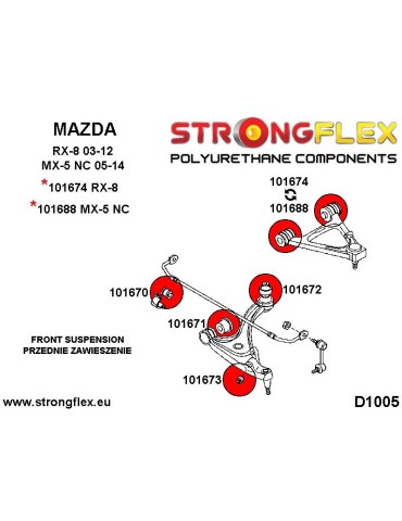  Silent block Polyuréthane SPORT Bras Avant Supérieur Mazda MX-5 NC 05-
